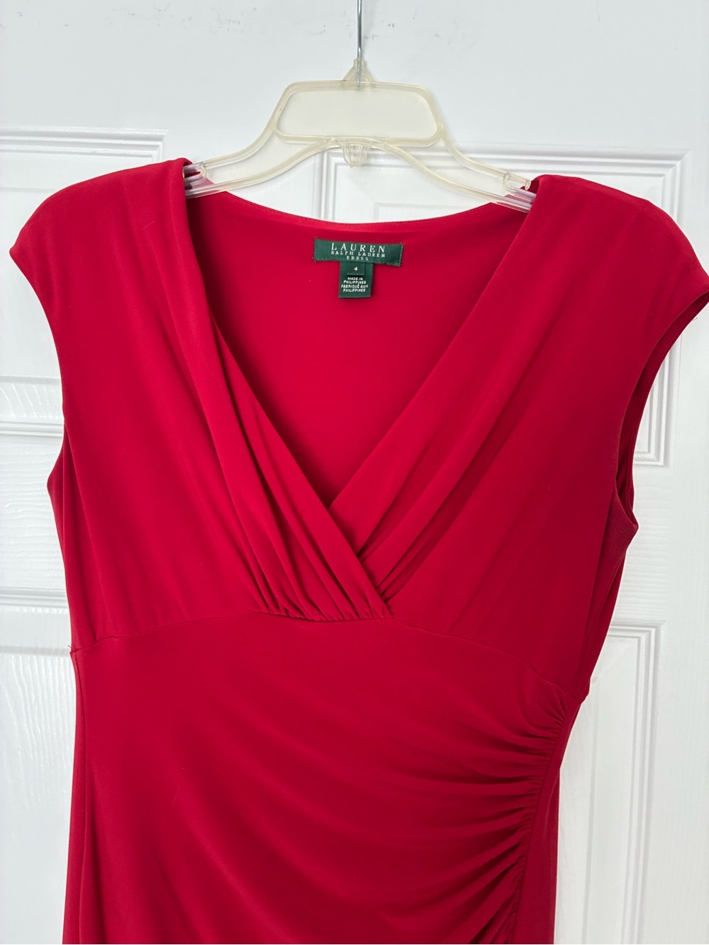 Ralph Lauren Red Surplice V-Neck Dress